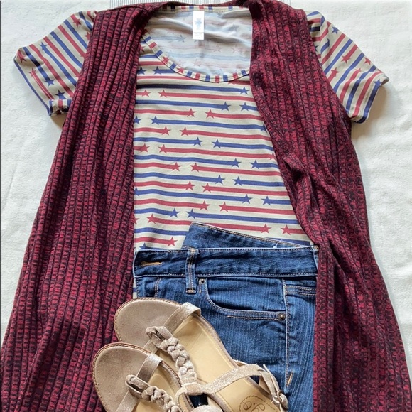 LULAROE CLASSIC T-Shirt Tee Size XS Red Blue Gray STARS & STRIPES Patriotic - Picture 13 of 13